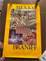 Braniff Airways 1980's MEXICO Travel Poster