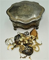 Silverplate Jewelty Box w/ Contents