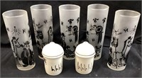 VTG. FEDERAL GLASS MAD HOUSE FROSTED MUGS w
