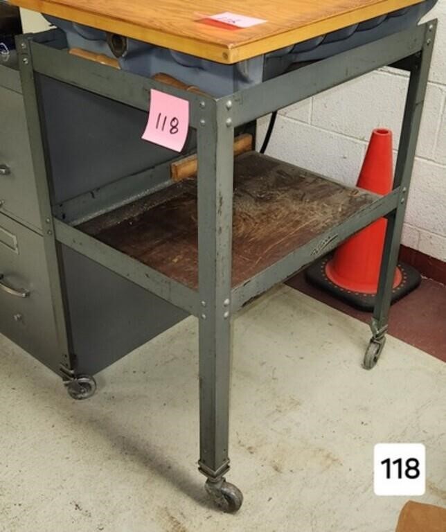 Metal 2 Shelf Roller Shop Cart