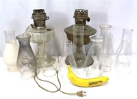Mantle Lamp/Aladdin Oil Lamp, 10 Glass Chimneys+
