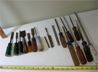 Lot Asst Chisels, Brass Punches & Screwdrivers