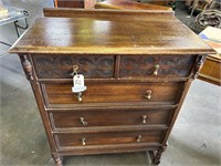 Antique Carved 5 Drawer Chest