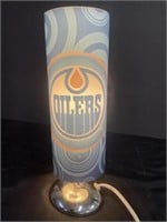 Go Oilers Go! Desk Lamp. Works! 11.5” tall.