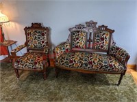 Vintage Eastlake Style Settee and Chair