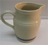 8" ROSEVILLE OHIO STRIPED YELLOW WARE PITCHER.