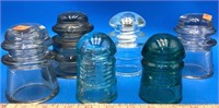 6 Vintage Glass Insulators