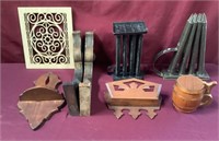 Two Vintage Candle Molds,Wood Architecture