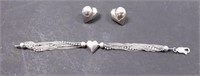 Sterling Silver Bracelet and Earrings TJC