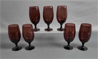 Set of 7 Libby  Amethyst Glass Goblets