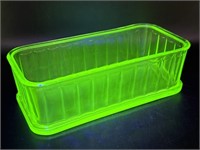 Vaseline Glass Refrigerator Dish