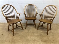 3 Spindle Back Armchairs