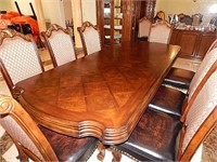 Wood Dining Table with 12 matching chairs.