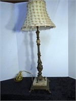 34" Cast Iron & Marble Table Lamp