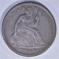 1867-S SEATED HALF DOLLAR VF/XF