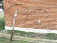 2 wagon wheels 55" diameter (some damage--for