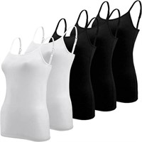 B5Pk QTQ Women's MD Basic Camisole Black/White