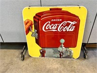 "Drink Coca-Cola" 2-Sided Metal Sign w/Picture of