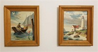 Two Vintage Framed Ocean Scene Wall Decor