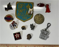 NICE LOT OF PINS AND A PATCH WITH TEXACO PIN
