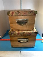 Pair of nesting wooden boxes with hard cardboard