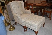 Floral Wingback Chair w/ Ottoman