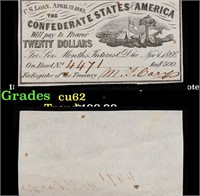 1862 Confederate States Twenty Dollars Note Grades