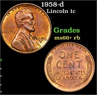 1958-d Lincoln Cent 1c Grades GEM++ RB