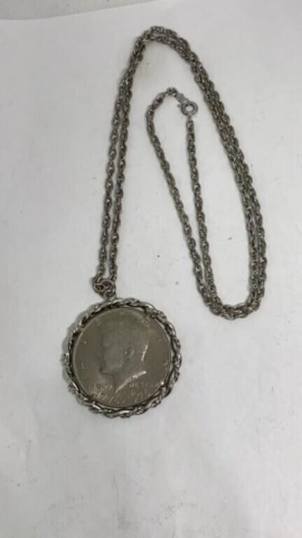 1976-D JFK half dollar pendant on chain marked