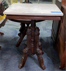 ANTIQUE MARBLE TOP SQUARE TABLE