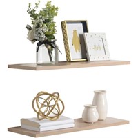 Light Oak Slim Floating Shelves (2-Pack)