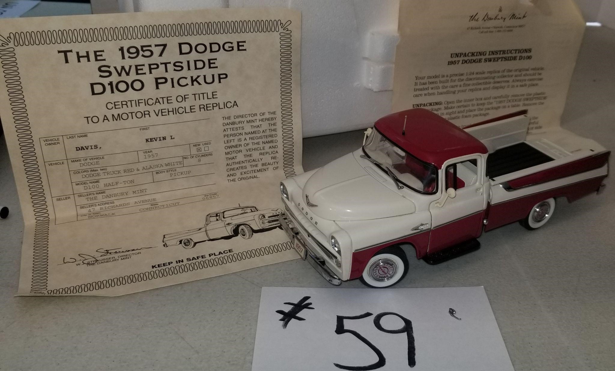 1957 Dodge Sweptside Die Cast Pickup 1:24 scale