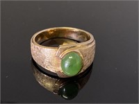 10K gold with green stone ring.