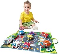 Soft Car Toy Set with Play Mat for 1 Year Old Baby