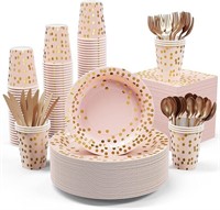 350 PCS Pink and Gold Party Supplies  Disposable
