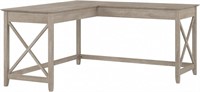 Modern Farmhouse L Shaped Desk in Washed Gray
