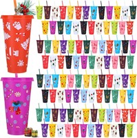 24oz Christmas Cup with Straw  100 Pcs