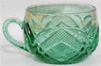 Vintage Green Pressed Glass Cup 2.5"