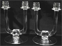 Pr Fostoria Glass Candlesticks 8.5"