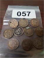 LOT OF (10) INDIAN HEAD PENNIES