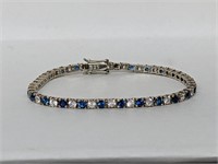 .925 Sterling Silver Blue/Clear Stone Bracelet