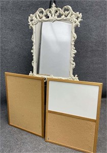 Wall Mirror and Two Cork Boards