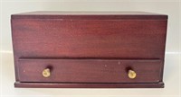 GREAT ANTIQUE MAHOGANY ONE DRAWER JEWELRY CHEST
