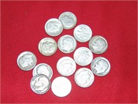14 Roosevelt Dimes (1964 & Before) - Silver