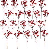 20 Pack Artificial Red Berry Stems