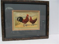 Art, rooster/hen, Chromolitografier R. Kramer