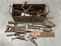 Army Box with Contents inc Tools, Drill bits etc