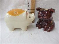 (2) Ceramic Piggy Banks, (1) Hull