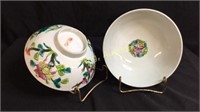 (2) glazed ceramic soup bowls China (4) china