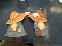 PLASTER BOY & GIRL WALL PLAQUES